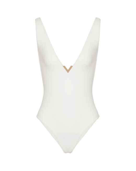 Valentino Garavani White Vgold Swimsuit