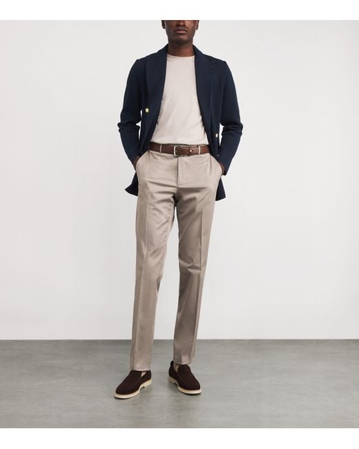 Lardini Blue Knitted Double-Breasted Blazer for men