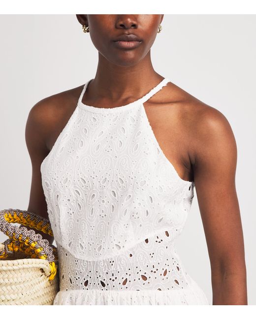 FRAME White The Paisley Eyelet Midi Dress