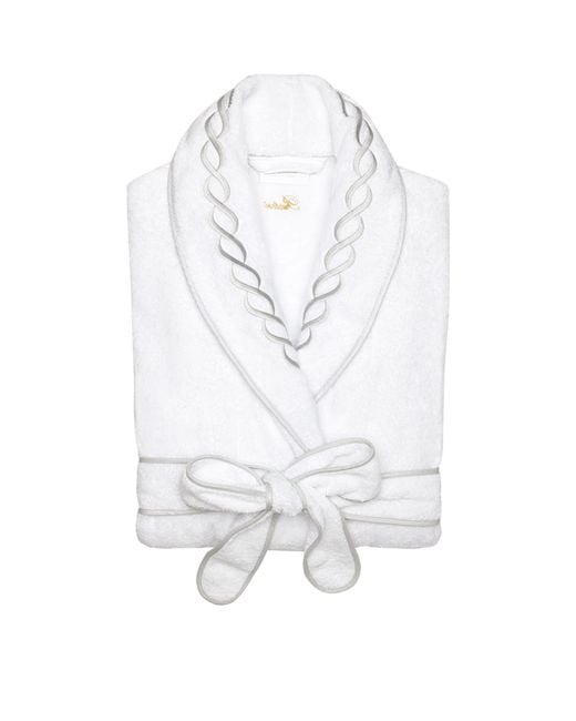 Pratesi White Cotton Treccia Bathrobe