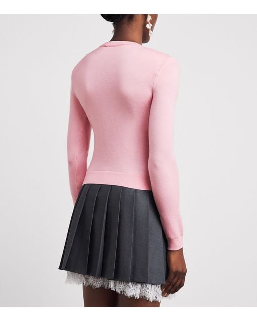 Self-Portrait Pink Flower Appliqué Sweater