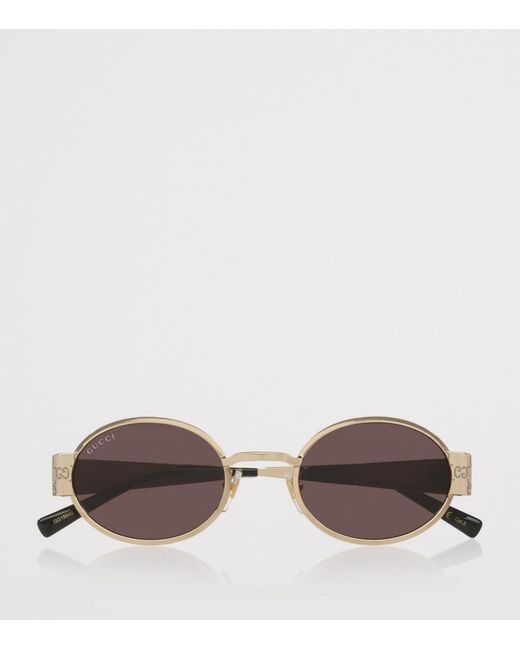 Gucci Brown Metal Round Sunglasses for men