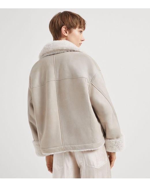 Brunello Cucinelli Natural Shearling Reversible Jacket