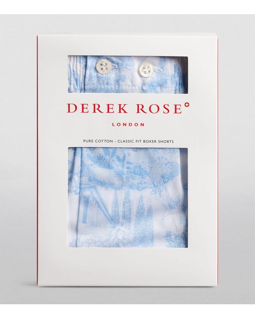Derek Rose Blue Cotton Printed Boxer Shorts for men