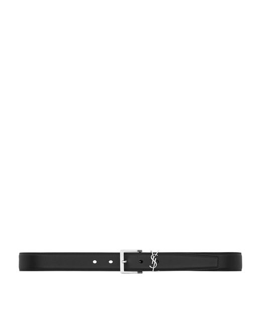 Saint Laurent White Calfskin Cassandre Belt