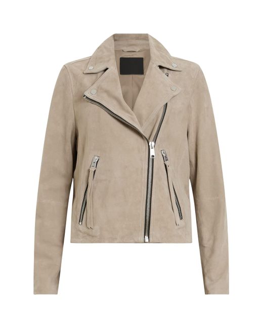 AllSaints Natural Suede Dalby Biker Jacket