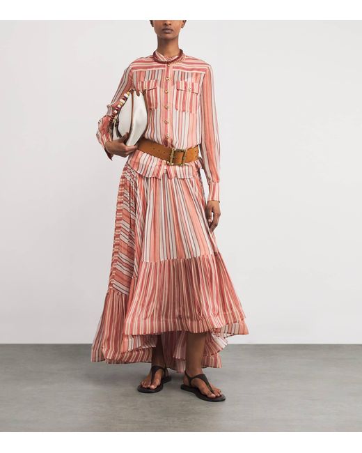 Zimmermann Pink Rebellion Bohemian Stripe Shirt