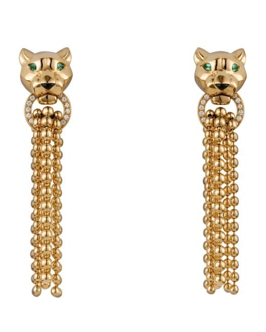 Cartier Metallic Diamond, Tsavorite And Onyx Panthère De Earrings