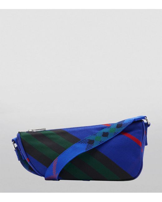 Burberry Blue Small Check Shield Cross-body Bag for men