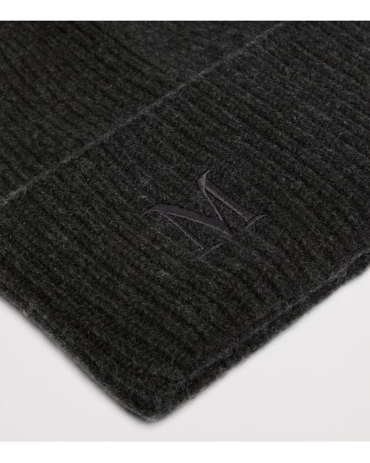 Max Mara Black Cashmere Monogram Beanie