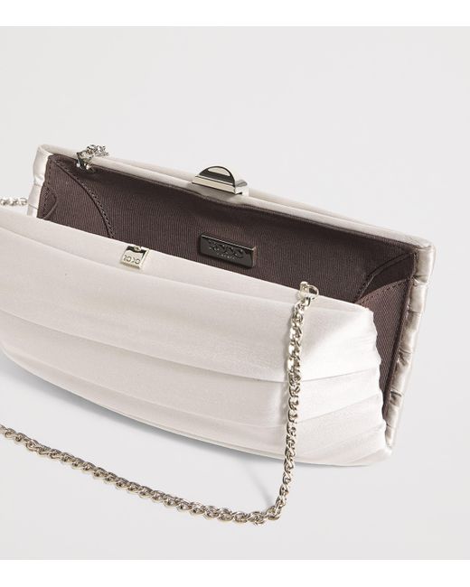 Rodo White Satin Plissé Clutch Bag