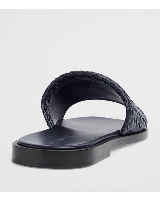 Bottega Veneta Blue Leather Intrecciato Elio Sandals for men