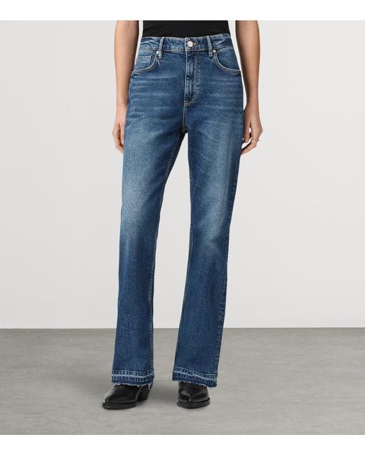AllSaints Blue Bootcut Fable Mid-Rise Jeans