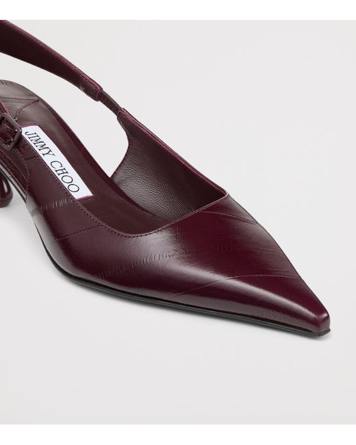 Jimmy Choo Brown Amel 50 Leather Slingback Pumps