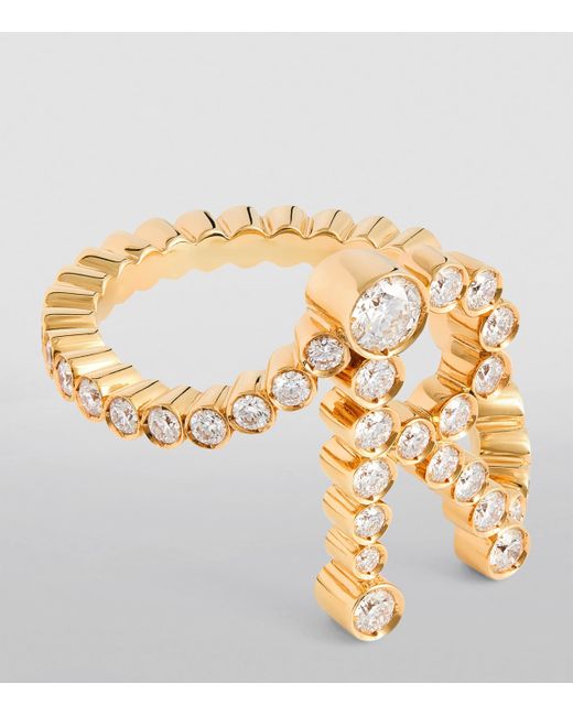 Sophie Bille Brahe Metallic And Diamond Ensemble 'R' Ring