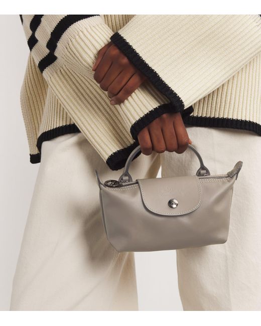 Longchamp Gray Extra-Small Leather Le Pliage Xtra Pouch