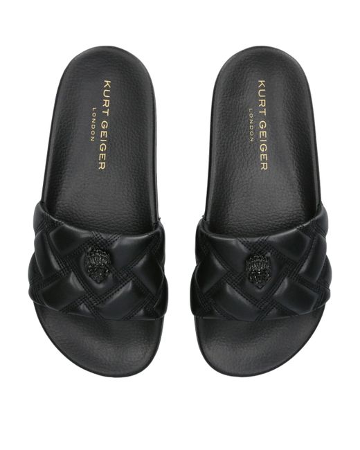 Kurt Geiger Black Quilted Meena Slides