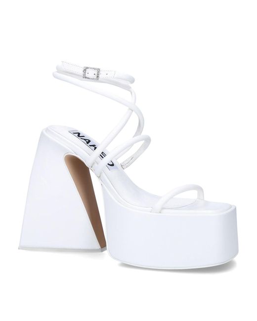 Naked Wolfe White Leather Angel Platform Sandals 150