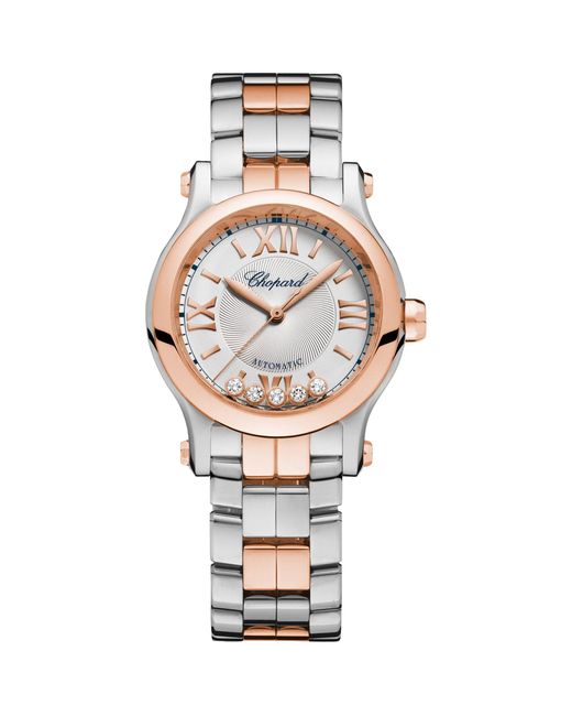 Chopard Metallic Rose Gold And Stainless Steel Happy Sport Automatic Watch 33mm