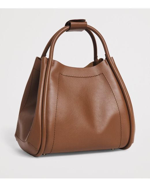 Max Mara Brown Small Leather Marine Top-Handle Bag