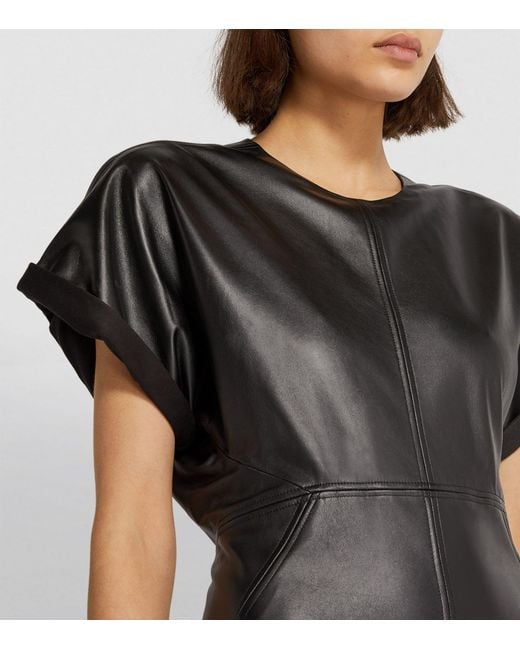 Isabel Marant Black Leather Faustilia Mini Dress