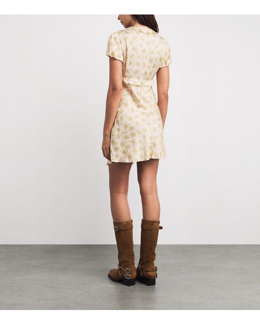 Sandro Natural Floral Print Ruffle-Detail Mini Dress