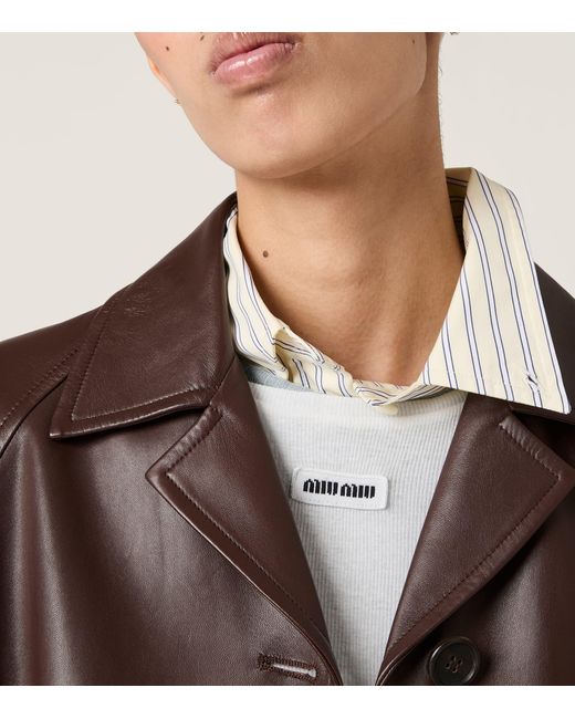 Miu Miu Brown Nappa Leather Coat