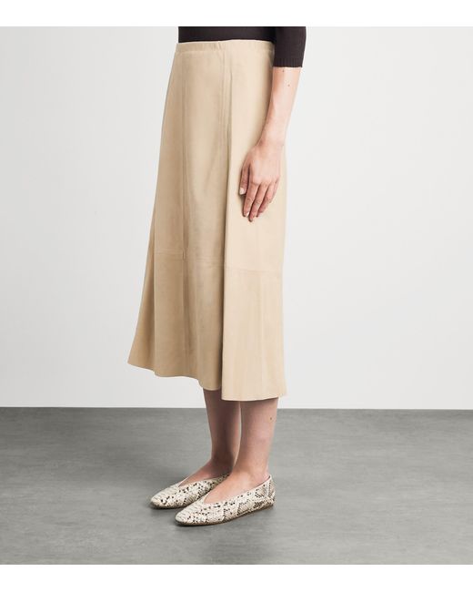 Vince Natural Suede Midi Skirt