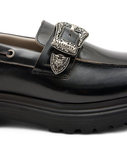 AllSaints Black Leather Hanbury Loafer for men