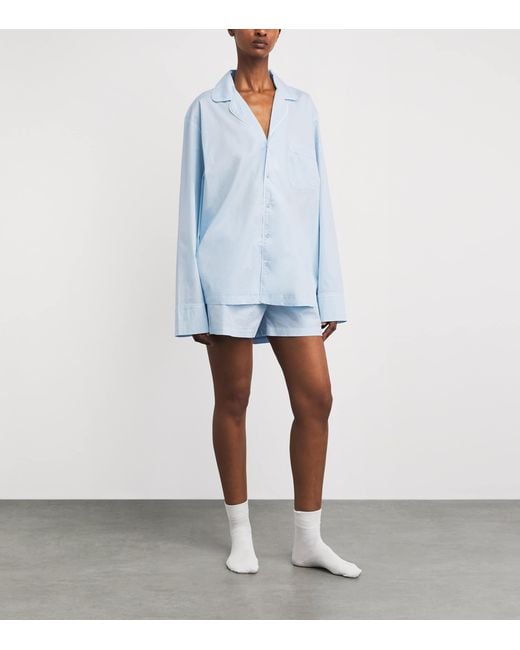 Skims Blue Stretch-Cotton Sleep Pyjama Set