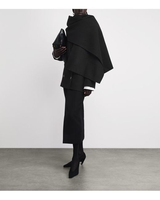 Camilla & Marc Black Wool-Blend Scarf-Neck Memoria Coat