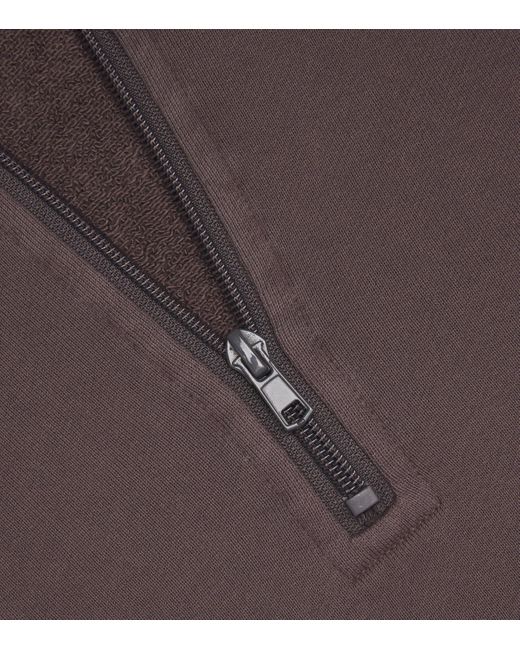 Skims Brown Cropped Half-Zip Sweatshirt