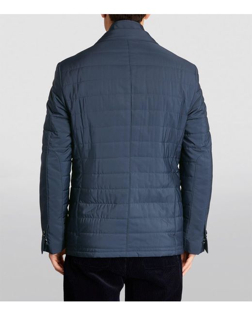 Corneliani Blue Waterproof Quilted Blazer for men