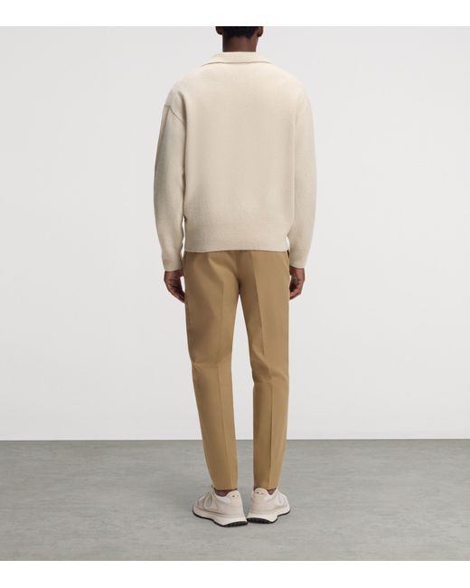 Boss White Virgin Wool Polo Sweater for men