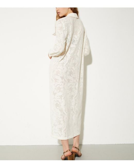 MAX&Co. White Paisley Jacquard Maxi Dress