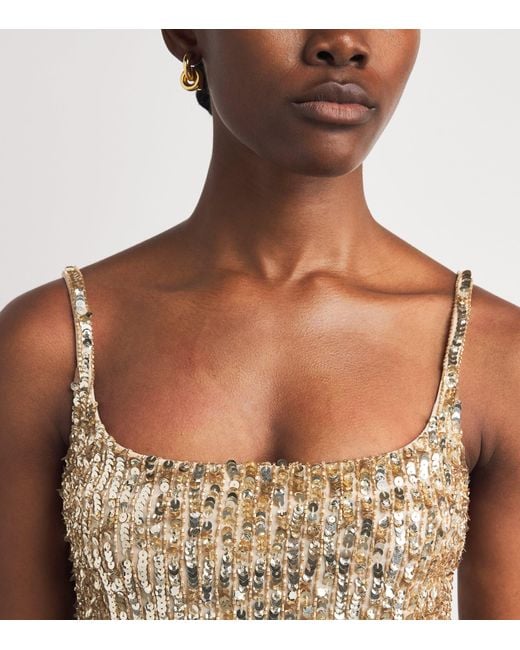 Alice + Olivia Natural Embellished Nina Mini Dress