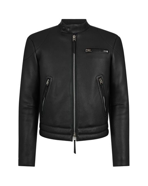 Tom Ford Black Leather Biker Jacket for men