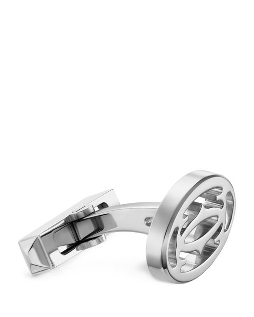 Cartier White Sterling Silver Double C De Cufflinks for men