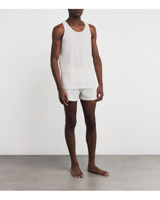 Sunspel White Cotton Mesh Cellular Vest for men