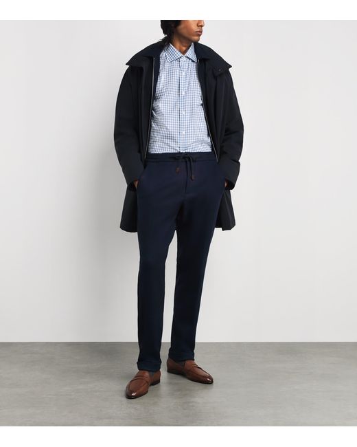 Isaia Blue Cotton-Linen Check Shirt for men