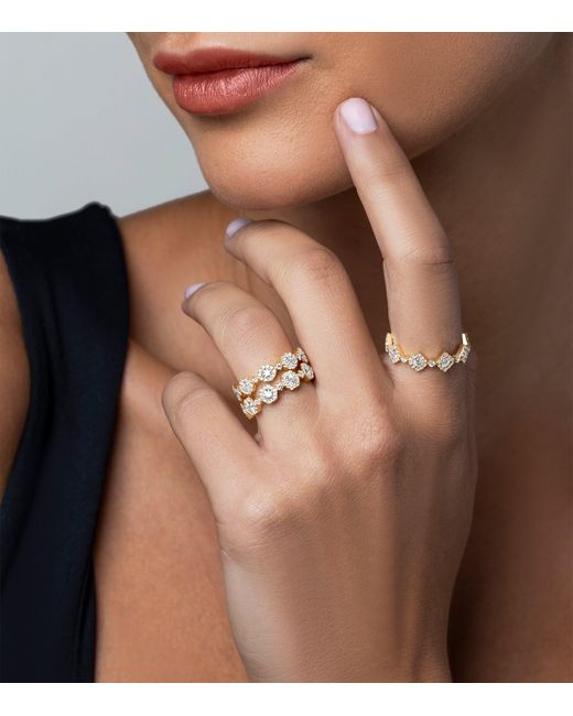 David Morris Metallic And Diamond Triolette Oval Ring