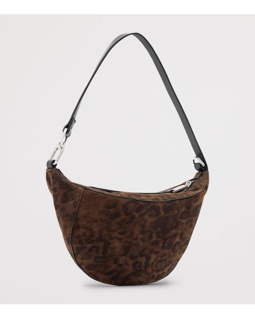 AllSaints Brown Micro Suede Luna Leppo Shoulder Bag