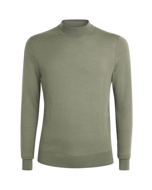 Colombo Green Cashmere Mock-Neck Sweater for men