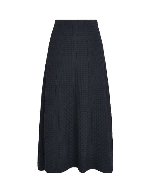 Molli Blue Virgin Wool-Blend Basket-Weave Midi Skirt