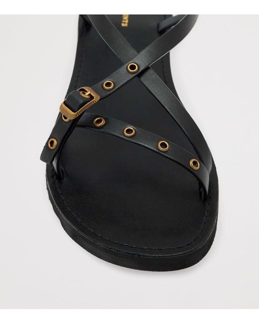 AllSaints Black Leather Tyla Eyelet Sandals