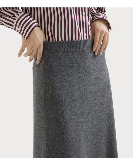 Brunello Cucinelli Gray Cashmere Double-Knit Midi Skirt