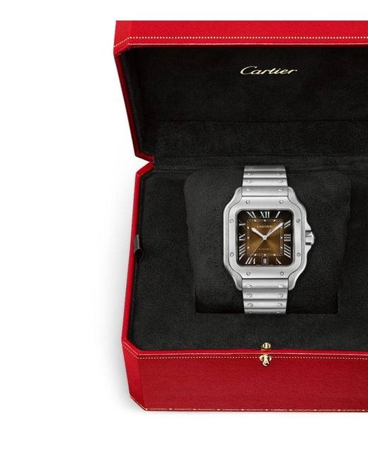 Cartier Gray Large Steel Santos De Watch 39.8mm