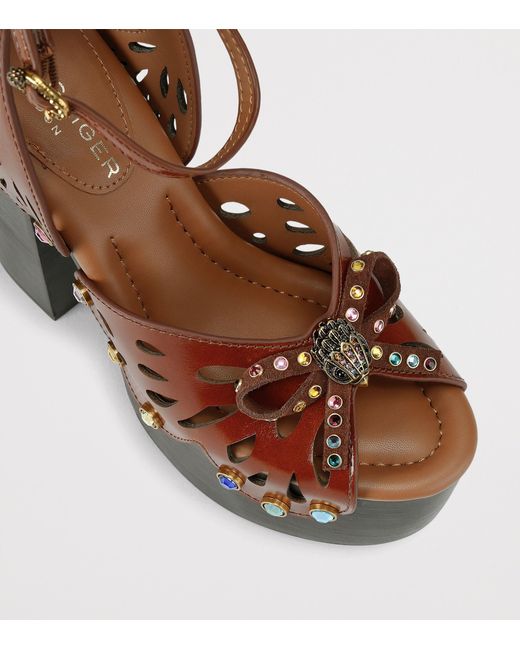 Kurt Geiger Brown Leather Butterfly Platform Heels