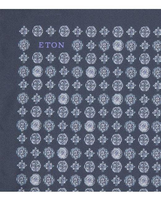 Eton of Sweden Blue Silk Medallion Pocket Square for men