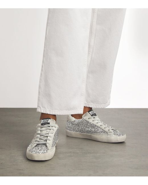 Golden Goose Deluxe Brand White Glitter Super-Star Sneakers